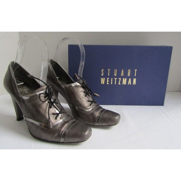 Stuart Weitzman Womens Metalic Brown Lace Up Booties Heels Retail $285 Size 6 - Picture 1 of 9